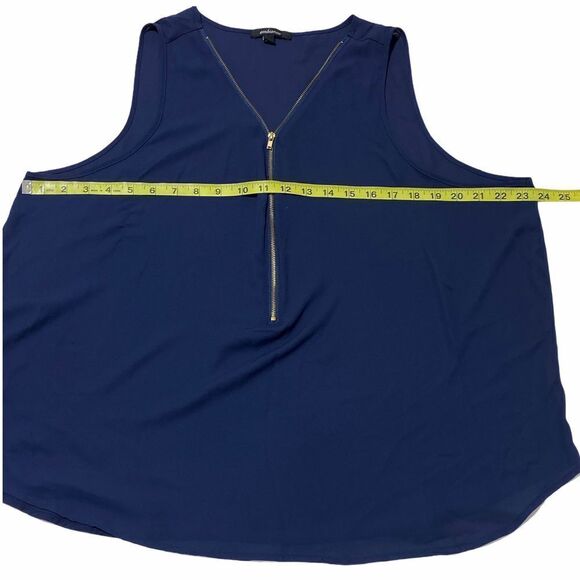 AMBIANCE Sleeveless Quarter Zip Blue Blouse 2XL - Picture 7 of 11